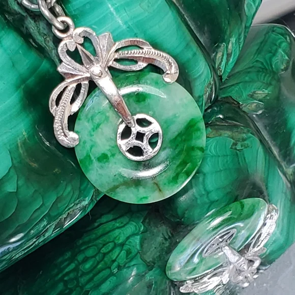 Imperial Jade 14k White Gold GOOD LUCK Pendant Charm 2.5 GRMS 14k Gold BS3